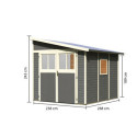 Abri de jardin adossé en bois gris terre 6,23m² Bomlitz 3 - Karibu