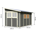 Abri de jardin adossé en bois gris terre 8,27m² Bomlitz 4 - Karibu