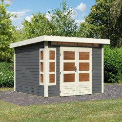 Abri de jardin en bois massif gris terre 7,50m² Kastorf 6 – Karibu
