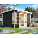 Abri de jardin en bois massif gris terre 8,88m² Kastorf 7 – Karibu