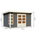 Abri de jardin en bois massif gris terre 8,88m² Kastorf 7 – Karibu
