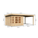 Abri de jardin en bois massif 7,50m² Kastorf 6 avec appentis 320cm – Karibu