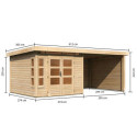 Abri de jardin en bois massif 7,50m² Kastorf 6 avec appentis 320cm et paroi arrière et latérale – Karibu