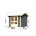 Abri de jardin en bois massif gris terre 5,95m² Theres 3 – Karibu