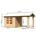 Abri de jardin en bois massif 5,95m² Theres 3 avec un auvent – Karibu