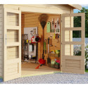 Abri de jardin en bois massif 9,24m² Theres 7 avec un auvent – Karibu