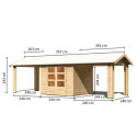 Abri de jardin en bois massif 5,95m² Theres 3 avec deux auvents – Karibu