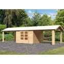 Abri de jardin en bois massif 9,24m² Theres 7 avec deux auvents – Karibu