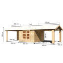Abri de jardin en bois massif 9,24m² Theres 7 avec deux auvents – Karibu