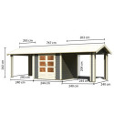 Abri de jardin en bois massif gris terre 5,95m² Theres 3 avec deux auvents – Karibu