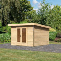 Abri toit plat 9,55m² bois massif 40mm Radeburg 1 – Karibu
