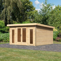 Abri toit plat 13,60m² bois massif 40mm Radeburg 3 – Karibu