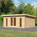 Abri toit plat 18,08m² bois massif 40mm Radeburg 4 – Karibu