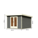 Abri toit plat 9,55m² bois massif gris terre 40mm Radeburg 1 – Karibu