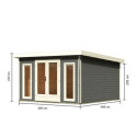 Abri toit plat 13,60m² bois massif gris terre 40mm Radeburg 3 – Karibu