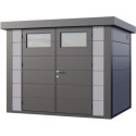 Abri en acier galvanisé gris anthracite 5,6m² avec double porte Eleganto 2721 Telluria