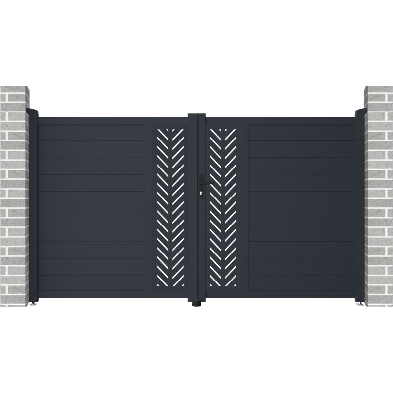 Portail battant en alu moderne 350x158cm FANCY GROW - X-Metal