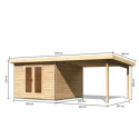 Abri toit plat 9,55m² bois massif 40mm Radeburg 1 avec appentis 330cm – Karibu