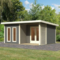 Abri toit plat 18,78m² bois massif gris terre 40mm Radeburg 5 – Karibu