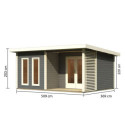 Abri toit plat 18,78m² bois massif gris terre 40mm Radeburg 5 – Karibu