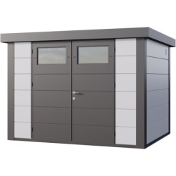 Abri en acier galvanisé gris anthracite 7,1m² avec double porte Eleganto 3024 Telluria