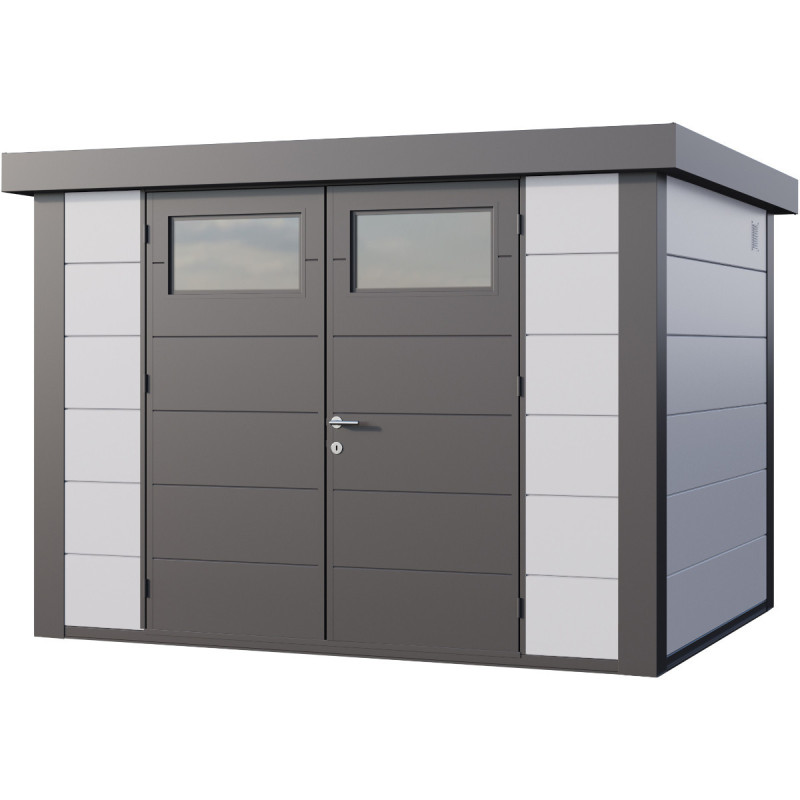 Abri en acier galvanisé gris anthracite 7,1m² avec double porte Eleganto 3024 Telluria