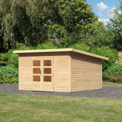 Abri toit plat 13,60m² bois massif 40mm Northeim 5 – Karibu 