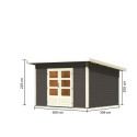 Abri toit plat 9,55m² bois massif gris terre 40mm Northeim 3 – Karibu 