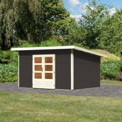 Abri toit plat 11,40m² bois massif gris terre 40mm Northeim 4 – WoodFeeling