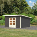 Abri toit plat 13,60m² bois massif gris terre 40mm Northeim 5 – Karibu 