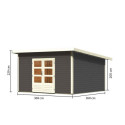 Abri toit plat 13,60m² bois massif gris terre 40mm Northeim 5 – Karibu 