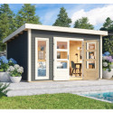 Abri toit plat 13,60m² bois massif gris terre 40mm Northeim 5 – Karibu 