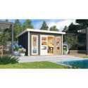 Abri toit plat 13,60m² bois massif gris terre 40mm Northeim 5 – Karibu 