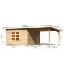 Abri toit plat 13,60m² bois massif 40mm Northeim 5 avec appentis 330cm – Karibu 