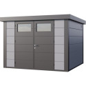 Abri en acier galvanisé gris anthracite 8,9m² avec double porte Eleganto 3030 Telluria