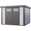 Abri en acier galvanisé gris anthracite 8,9m² avec double porte Eleganto 3030 Telluria