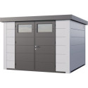 Abri en acier galvanisé gris anthracite 8,9m² avec double porte Eleganto 3030 Telluria