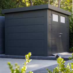 Abri en acier galvanisé gris anthracite 9,8m² avec double porte Eleganto 3330 Telluria