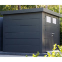 Abri en acier galvanisé gris anthracite 9,8m² avec double porte Eleganto 3330 Telluria