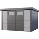 Abri en acier galvanisé gris clair 9,8m² avec double porte Eleganto 3330 Telluria