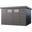 Abri en acier galvanisé gris blanc 9,8m² avec double porte Eleganto 3330 Telluria