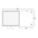 Abri toit plat 13,60m² bois massif gris terre 40mm Northeim 5 avec appentis 330cm et paroi arrière – Karibu 