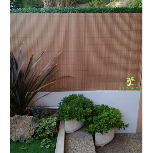 Canisse PVC double face renforcée 1,5x2,5m - coloris teck - Jet7garden