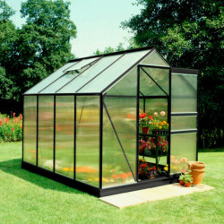 Serre de jardin 5m² en aluminium noir et polycarbonate 4mm Popular - Halls