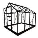 Serre de jardin 5m² en aluminium noir et polycarbonate 4mm Popular - Halls