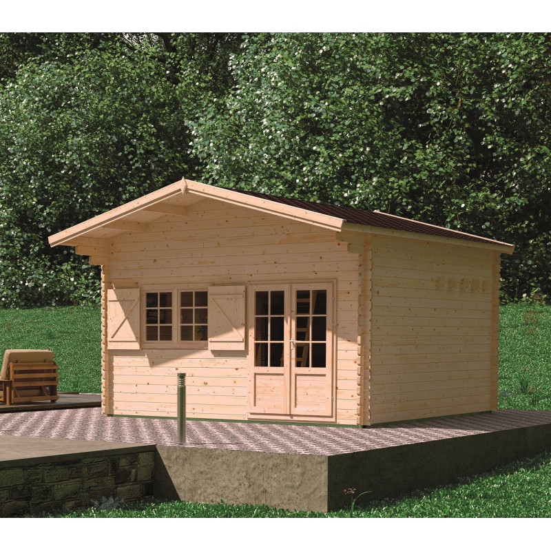Abri de jardin en bois massif 19,2m² Jasmin + mezzanine 8,68m² – Forest Style