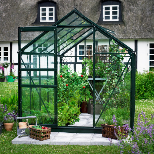 Serre de jardin 6,2m² en aluminium noir et verre trempé Popular - Halls