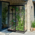 Serre de jardin adossée 0,8m² noire en verre trempé Qube - Halls