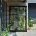 Serre de jardin adossée 0,8m² noire en verre trempé Qube - Halls