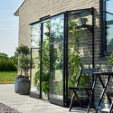 Serre de jardin adossée 1,2m² noire en verre trempé Qube - Halls